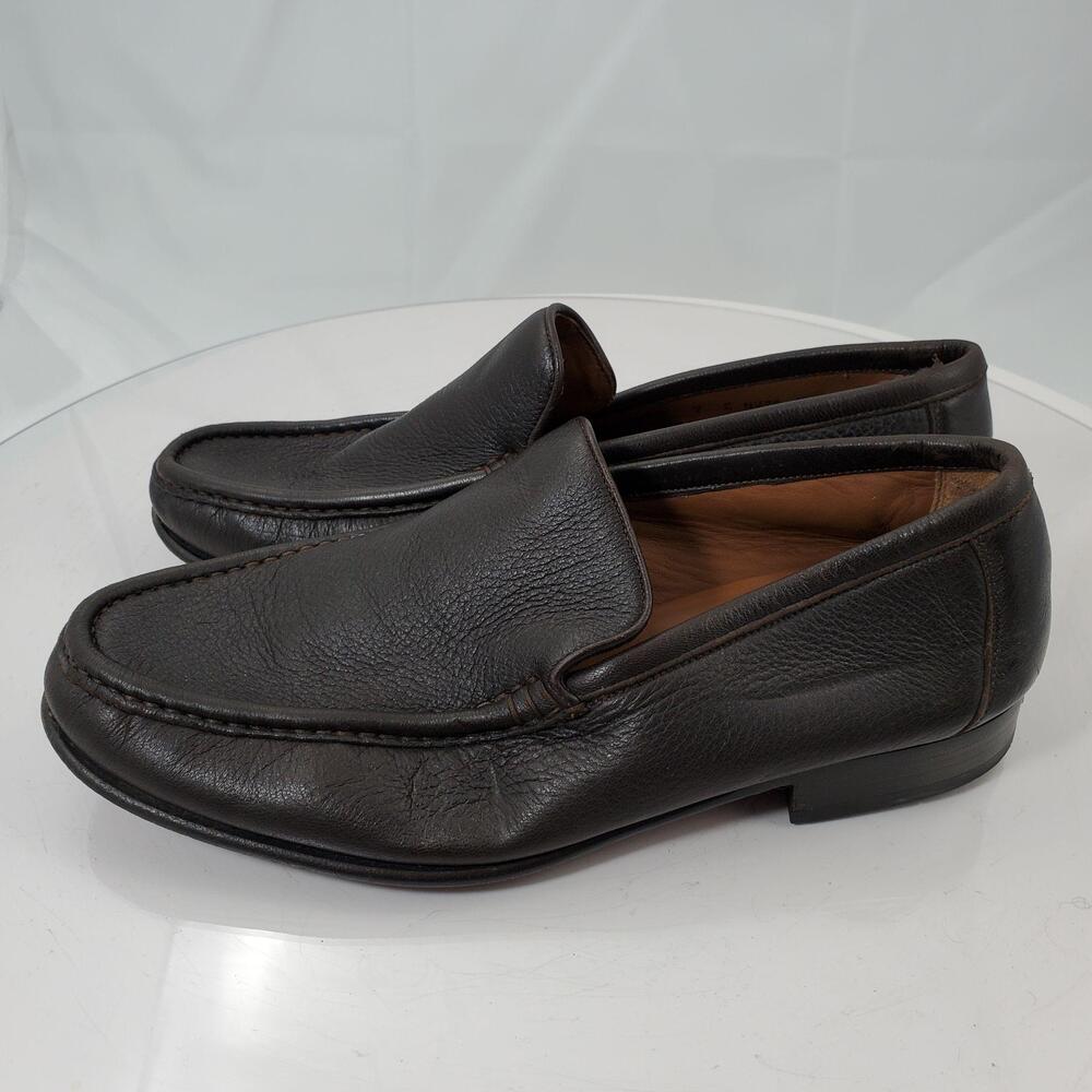 Smell Bally Shoes Men 8 Brown Leather Milco Loafers Slip On Dress Moc Toe Italy